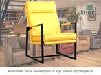 Leren fauteuil Square - Toledo Giallo (geel), Huis en Inrichting, Fauteuils, Nieuw, Ophalen of Verzenden, 50 tot 75 cm, Industrieel, Modern