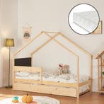 Kinderbed Sodankylä met onderschuifbed en matrassen 90x200 c, Kinderen en Baby's, Kinderkamer | Bedden, Verzenden, Nieuw