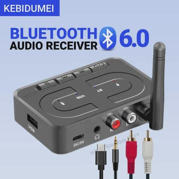 Bluetooth 6.0 Audio Ontvanger met Microfoon - AUX, RCA, USB, Verzenden, Nieuw