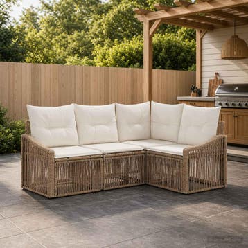 vidaXL Tuinbankenset 4 st Beige poly rattan, Verzenden, Nieuw, 4 zitplaatsen