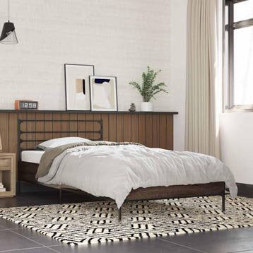 vidaXL Bedframe bewerkt hout en metaal bruin eikenkleurig, Eenpersoons, Bruin, Verzenden, Nieuw