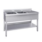 GGM Gastro | RVS spoeltafel ECO - 1400x600mm - met onderblad, Verzenden, Nieuw in verpakking, RVS Meubilair