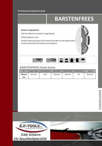 Diamantzaagblad-Barstenfrees uitfrezen wegenis - beton., Verzenden
