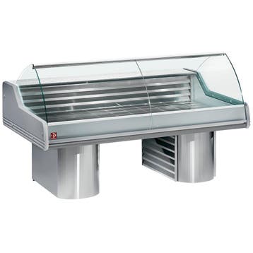 Gekoelde vitrine toonbank met gebogen ruit, op sokkels, Zakelijke goederen, Horeca | Keukenapparatuur, Verzenden, Nieuw in verpakking