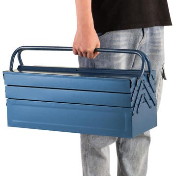 Gereedschapskist Blauw Staal 53x20x20cm (Voor in Huis), Verzenden, Nieuw