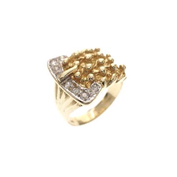 Gouden ring als gesp met zirconia, Gebruikt, 20 of groter, Heer, Ophalen of Verzenden