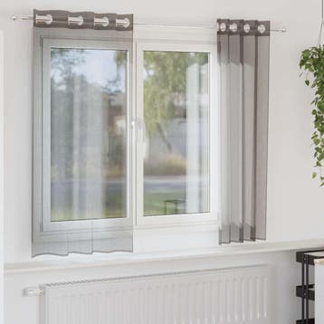 vidaXL Gordijnen voile met doorvoertules 2 st 140x175 cm, Verzenden, Nieuw, Grijs