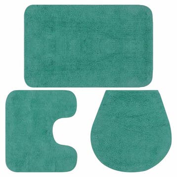 vidaXL Badmattenset stof turquoise 3-delig, Verzenden, Nieuw