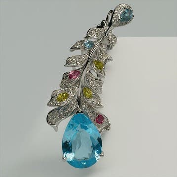 Zonder minimumprijs - Broche 925 zilver met natuurlijke