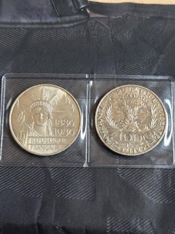 Frankrijk. 100 Francs 1984 et 1986 (lot de 2 monnaies en