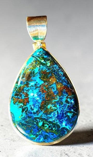 Shattuckite XL Zilver 925 Hanger - Hoogte: 5 cm - Breedte: 3