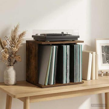 vidaXL Vinyl Platenspeler Opslag Gerookt eiken 42 x 33 x 36, Verzenden, Nieuw