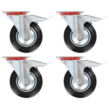 vidaXL Zwenkwielen met dubbele remmen 4 st 160 mm, Verzenden