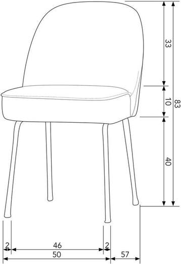 WOOOD Vogue Eetkamerstoel - Fluweel - Khaki - 83x50x58, Verzenden, Nieuw
