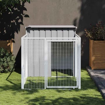 vidaXL Hondenhok met ren lichtgrijs 110x201x110 cm, Verzenden, Nieuw