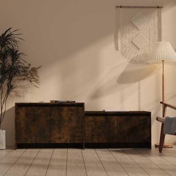 vidaXL Tv-meubel 146,5x35x50 cm bewerkt hout gerookt, Huis en Inrichting, Minder dan 50 cm, Verzenden, Nieuw, Minder dan 100 cm