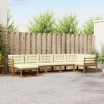 vidaXL Buiten bankenset met kussen 7 pcs Natuurlijk en Crème, Verzenden, Nieuw