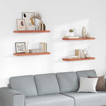 vidaXL Wandplank met opslag 4 pcs Rood 80 x 23,5 x 4 cm, Verzenden, Nieuw