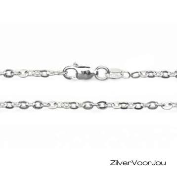 Zilveren ovale platte kabel ketting 70 cm  2.5 mm, Sieraden, Tassen en Uiterlijk, Kettingen, Verzenden, Nieuw, Zilver