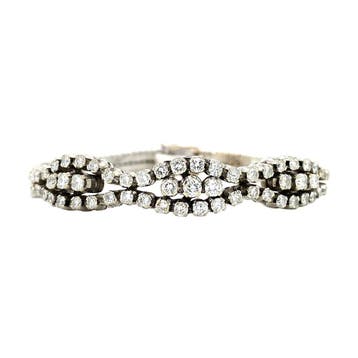 Witgouden armband met diamant 18 cm 18 karaat, Verzenden, Zo goed als nieuw, Goud