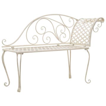 vidaXL Chaise longue 128 cm metaal antiekwit, Tuin en Terras, Tuinbanken, Verzenden, Nieuw, Metaal