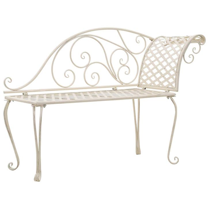 vidaXL Chaise longue 128 cm metaal antiekwit, Tuin en Terras, Tuinbanken, Nieuw, Metaal, Verzenden