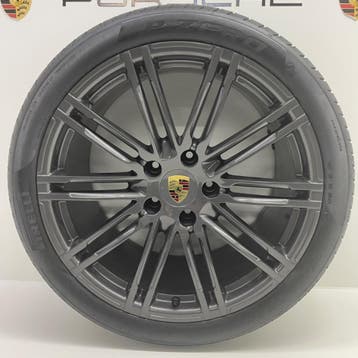 Porsche 991 4S ORIGINELE 20inch Turbo III Antraciet + banden, Ophalen, Gebruikt, Banden en Velgen, 305 mm
