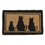 kokosmat handgeweven 3 katten zwart 75cm, Tuin en Terras, Verzenden, Nieuw
