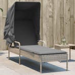 vidaXL Ligbed met luifel poly rattan lichtgrijs, Tuin en Terras, Verzenden, Nieuw