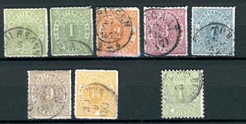 Württemberg 1869/1874 - de laatste gestempelde, Postzegels en Munten, Gestempeld