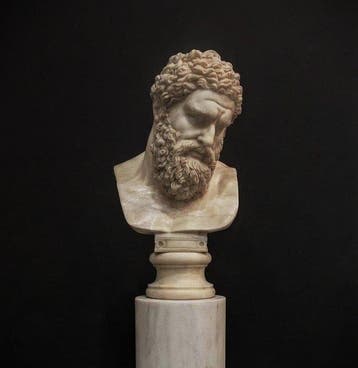 sculptuur, Testa di Ercole in marmo - 72 cm - Marmer, Antiek en Kunst