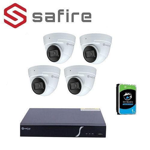 Complete IPset met 4 Hybride Dome cameras, IR/LED, Microfoon, Audio, Tv en Foto, Videobewaking, Buitencamera, Nieuw, Ophalen of Verzenden
