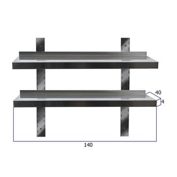 HCB Dubbel wandschap - 140 x 40 cm - RVS, Verzenden, Nieuw in verpakking