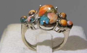 Turquoise ring - Hoogte: 26.1 mm - Breedte: 22.2 mm- 4.1 g -