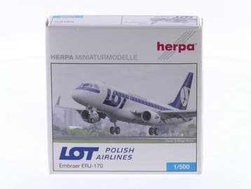 Schaal 1:500 Herpa 515108 LOT - Polish Airlines Embraer E..., Ophalen of Verzenden, Zo goed als nieuw