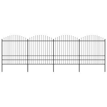 vidaXL Tuinhek met speerpunt staal 671x200 cm zwart, Verzenden, Nieuw, IJzer, 2 meter of meer