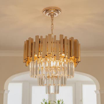 Moderne Gouden Kristallen Kroonluchter - Verstelbare Ketting, Huis en Inrichting, Verzenden, Nieuw