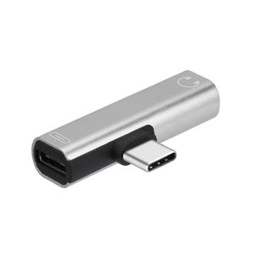 USB-C Duo adapter - naar mini jack + USB-C - Zilver, Ophalen of Verzenden, Nieuw