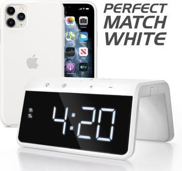 Caliber HCG019QI-WA - Wekker met draadloos laden - White, Verzenden, Nieuw