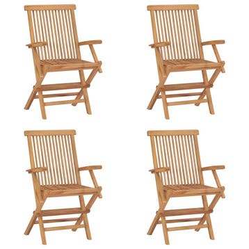 vidaXL Klapstoelen 4 stuks van massief teakhout, Verzenden, Nieuw, Teakhout