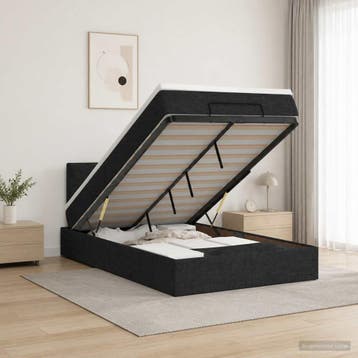 vidaXL Ottoman bed met matras met hoofdeinde Zwart 120 x 200, Verzenden, Nieuw, Twijfelaar, Zwart