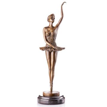 Figuur - Bronzefigur Ballerina XXL 41CM - Brons, Marmer
