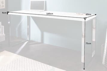 Modern bureau WHITE DESK 160cm witte hoogglans bureautafel -, Ophalen of Verzenden, Nieuw