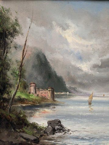 Anton Brioschi (1855-1920) - Paesaggio alpino con ruscello, Antiek en Kunst, Kunst | Schilderijen | Klassiek