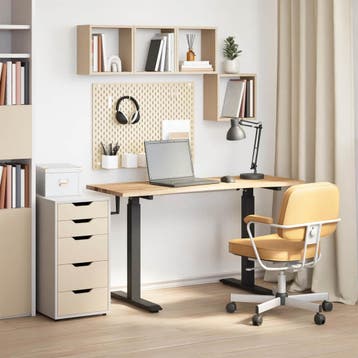 vidaXL Bureau Zwart en natuurlijk 140 x 60 cm Massief, Verzenden, Nieuw