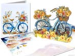 Wonderschone pop-up kaart pastelblauwe fiets met bloemen..., Verzenden, Nieuw