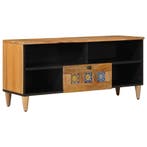 vidaXL TV-kast met lade Naturel 100 x 33 x 46 cm Massief, Huis en Inrichting, Woonaccessoires | Cd- en Dvd-rekken, Verzenden, Nieuw