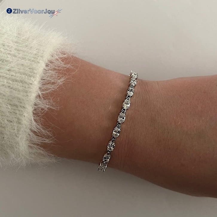 925 zilveren tennisarmband met schitterende zirkonia elegant, Sieraden, Tassen en Uiterlijk, Armbanden, Nieuw, Verzenden