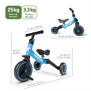 Loopfiets - Verstelbaar - Driewieler - Blauw - Besrey, Verzenden, Zo goed als nieuw