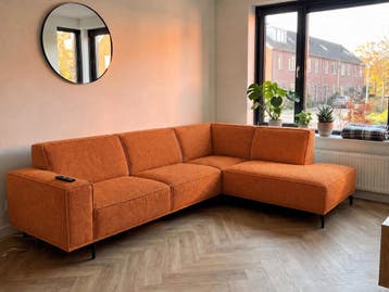 Hoekbank Huizen - hoekbanken - Oranje, Nieuw, 150 cm of meer, Stof, 250 tot 300 cm